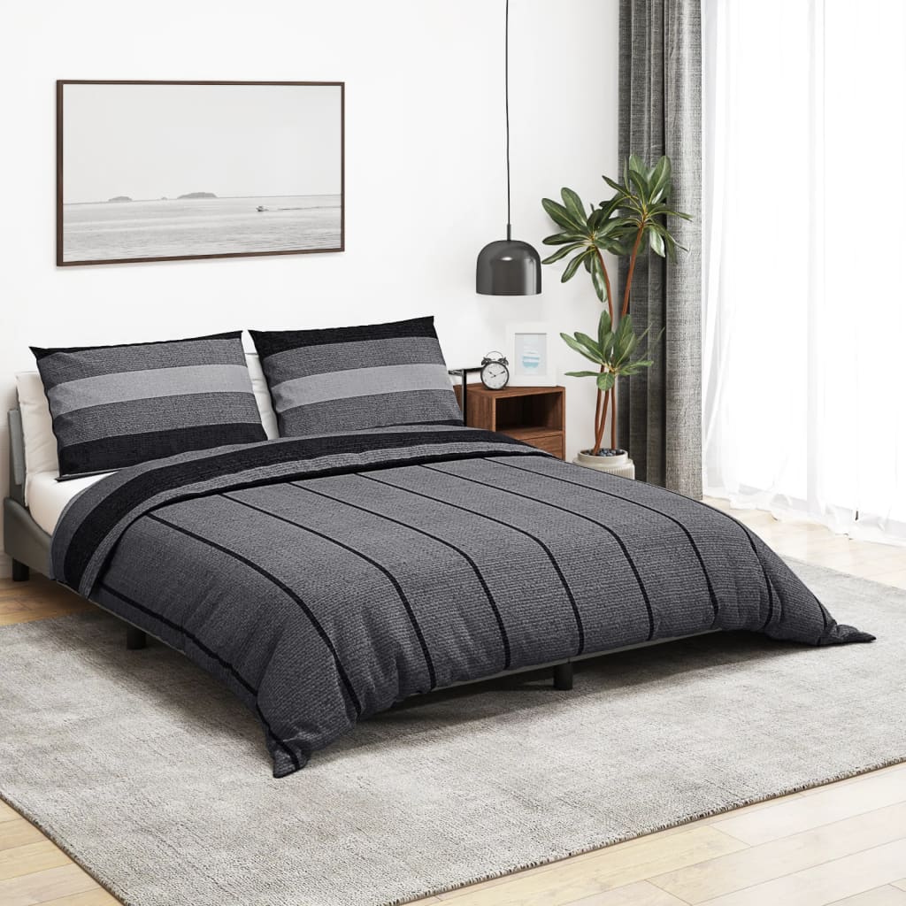 vidaXL Ensemble de housse de couette gris foncé 200x220 cm Coton