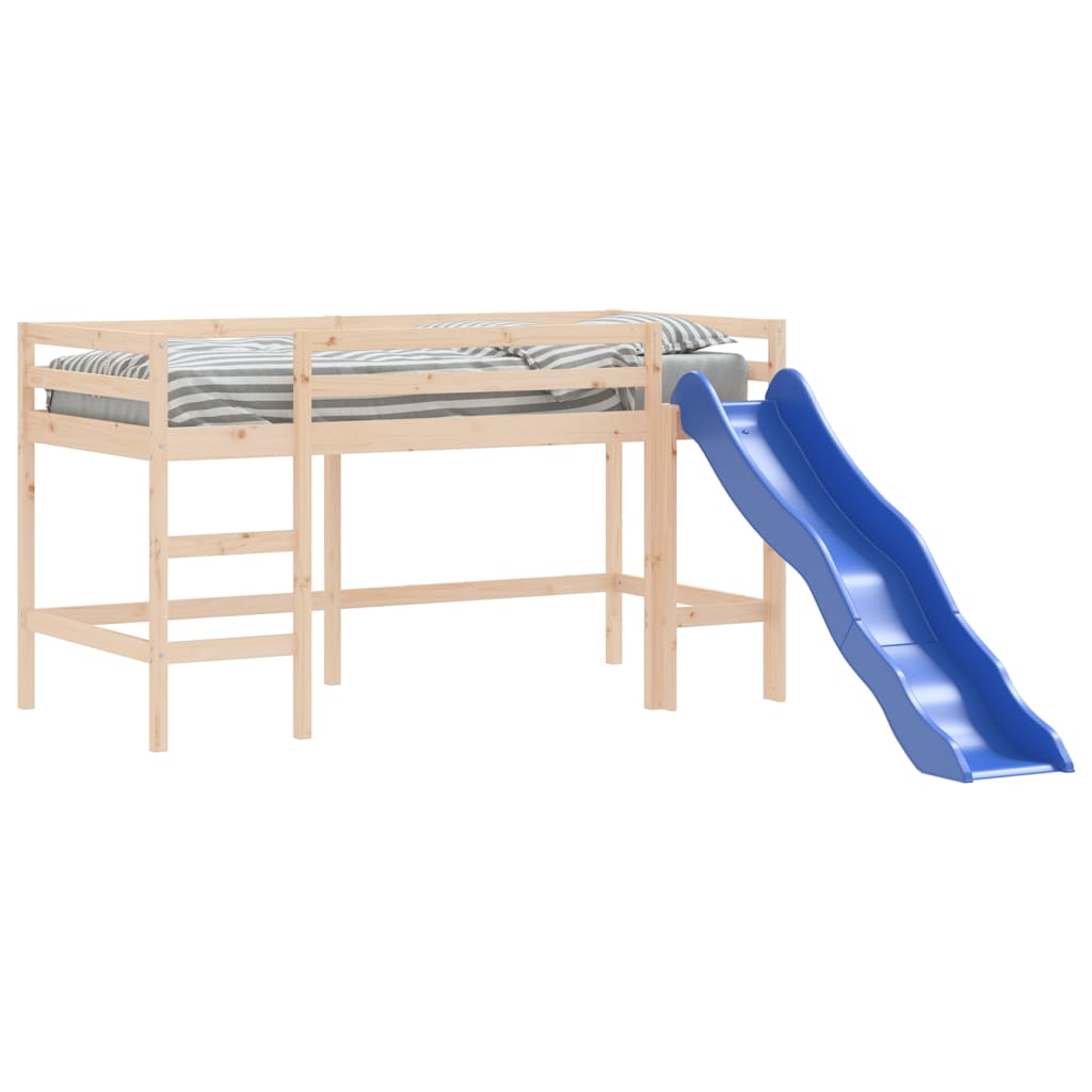 vidaXL Lit mezzanine enfants toboggan 90x190 cm bois pin massif