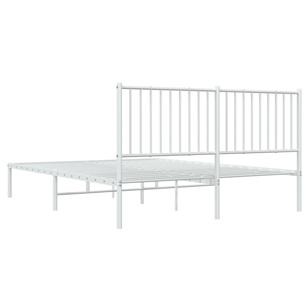 vidaXL Cadre de lit métal sans matelas et tête de lit blanc 150x200 cm