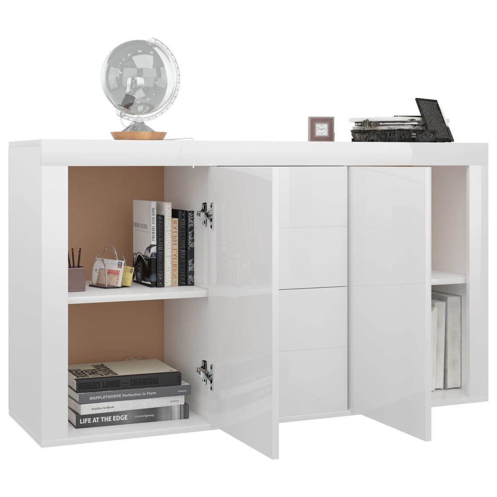 vidaXL Buffet Blanc brillant 120x36x69 cm Bois d’ingénierie