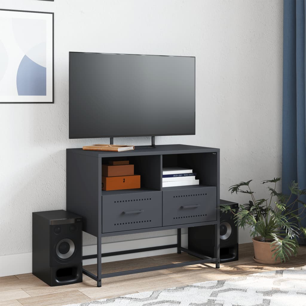 vidaXL Meuble TV anthracite 68x39x60,5 cm acier