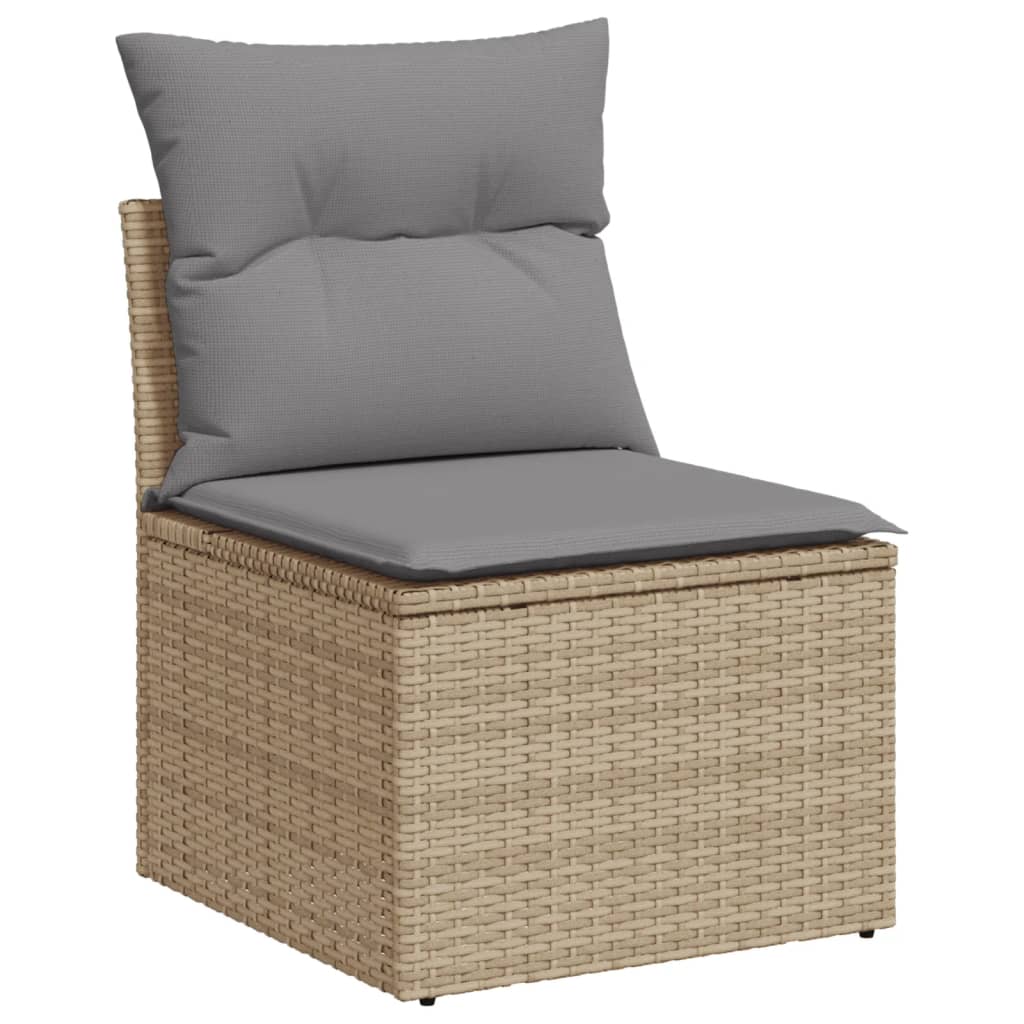 vidaXL Salon de jardin et coussins 10 pcs mélange beige résine tressée