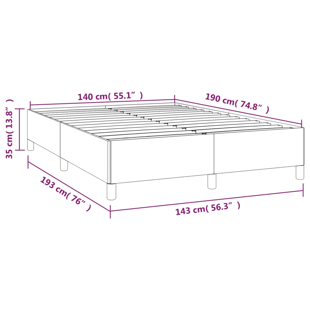 vidaXL Cadre de lit sans matelas gris clair 140x190 cm velours