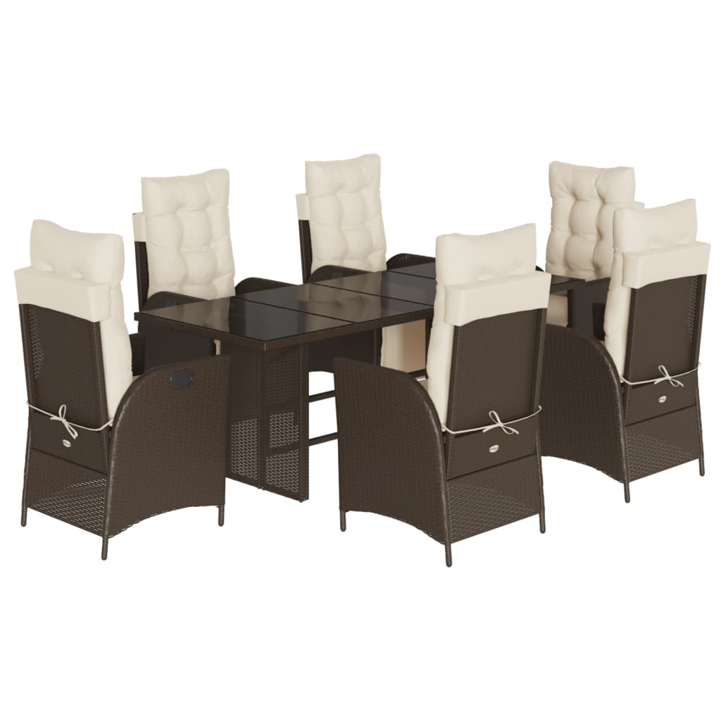 vidaXL Ensemble à manger de jardin et coussins 7 pcs marron rotin