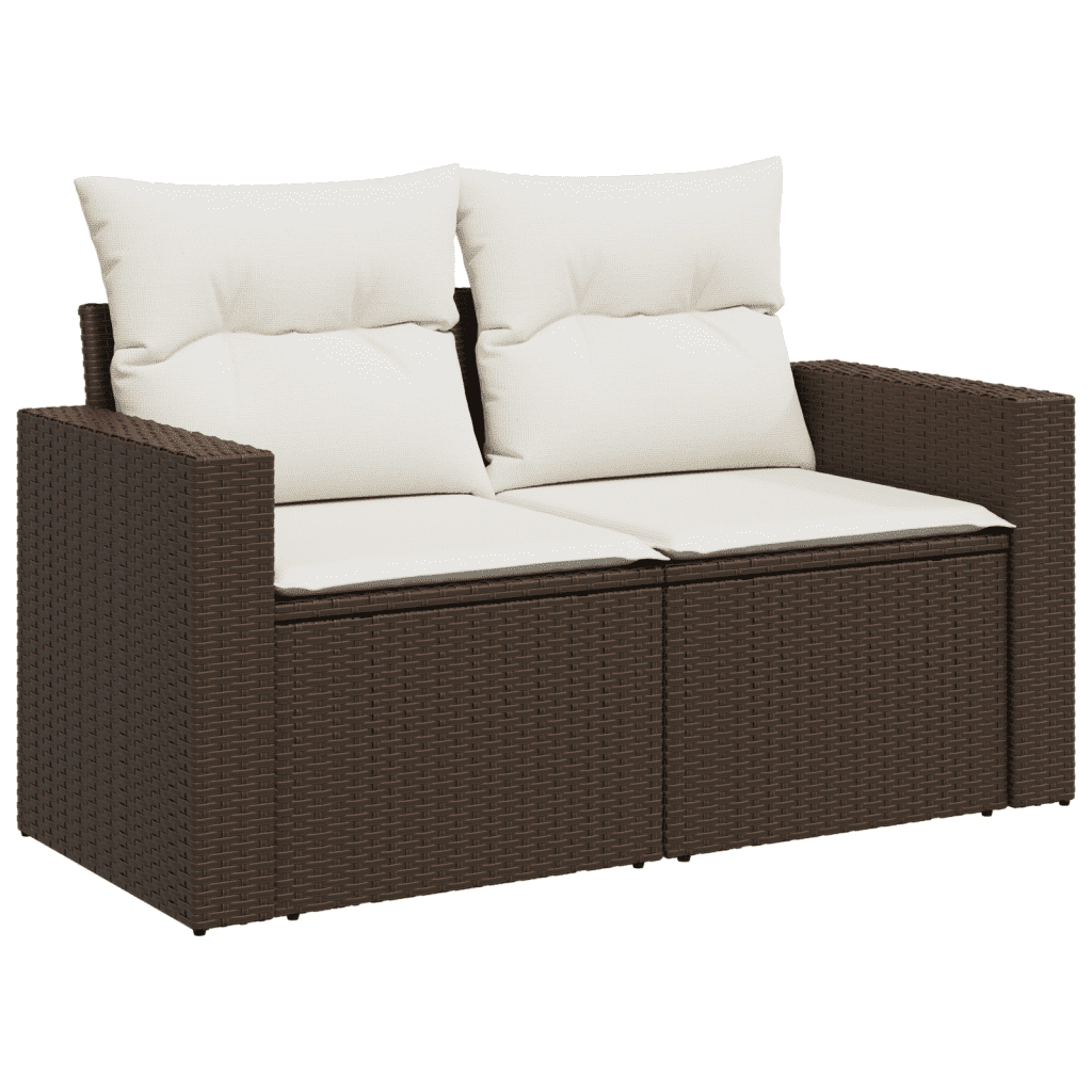 vidaXL Salon de jardin avec coussins 5 pcs marron résine tressée