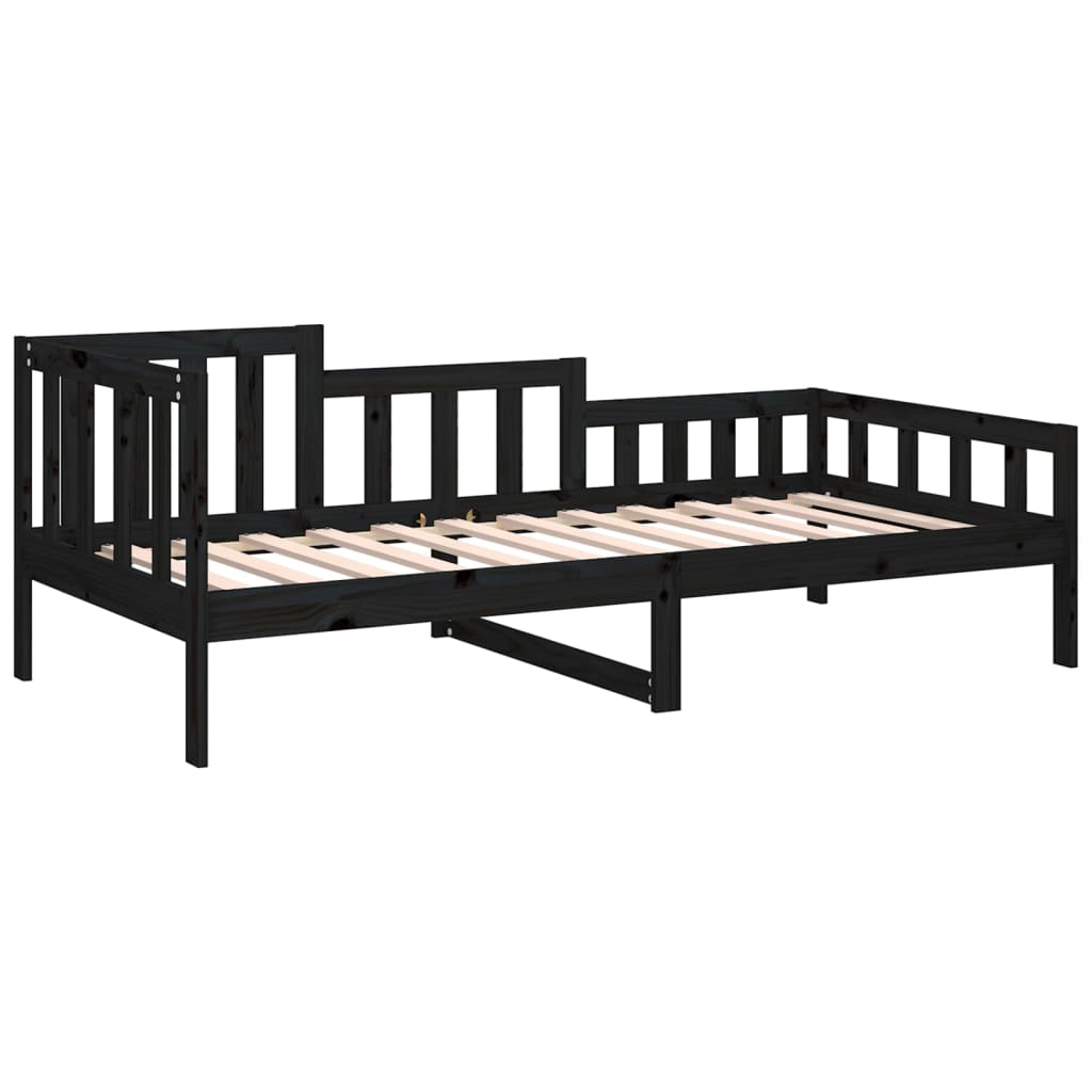 vidaXL Lit de jour sans matelas noir 90x200 cm bois de pin massif