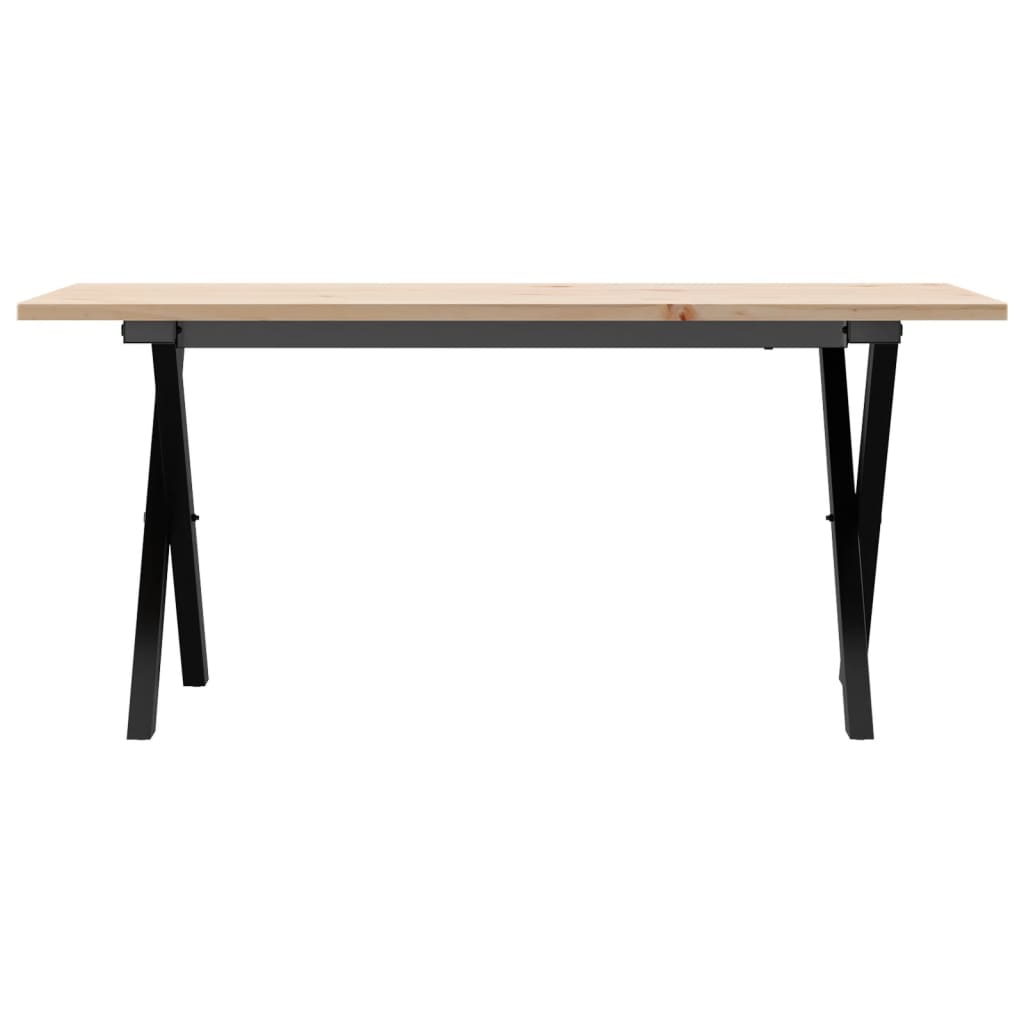 vidaXL Table basse cadre en X 100x50x45 cm bois de pin massif et acier