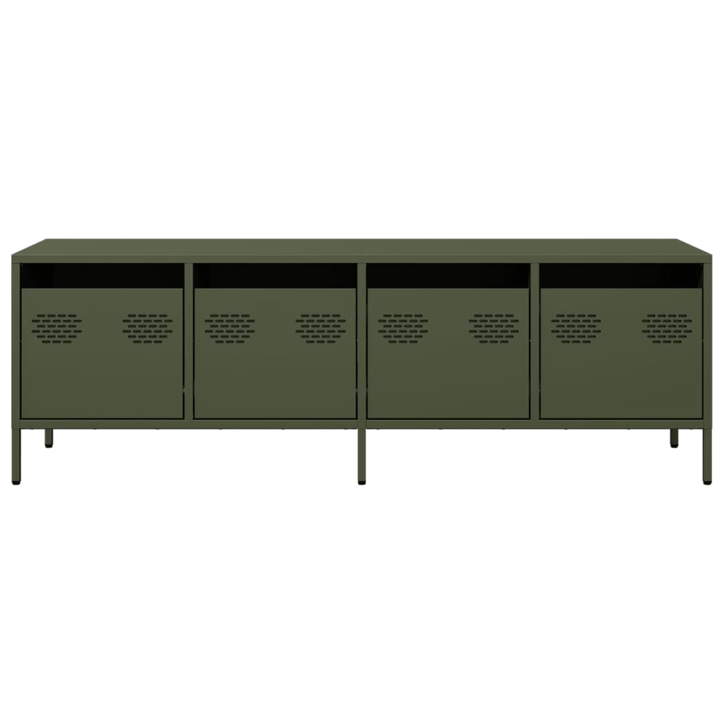 vidaXL Meuble TV vert olive 135x39x43,5 cm acier laminé à froid