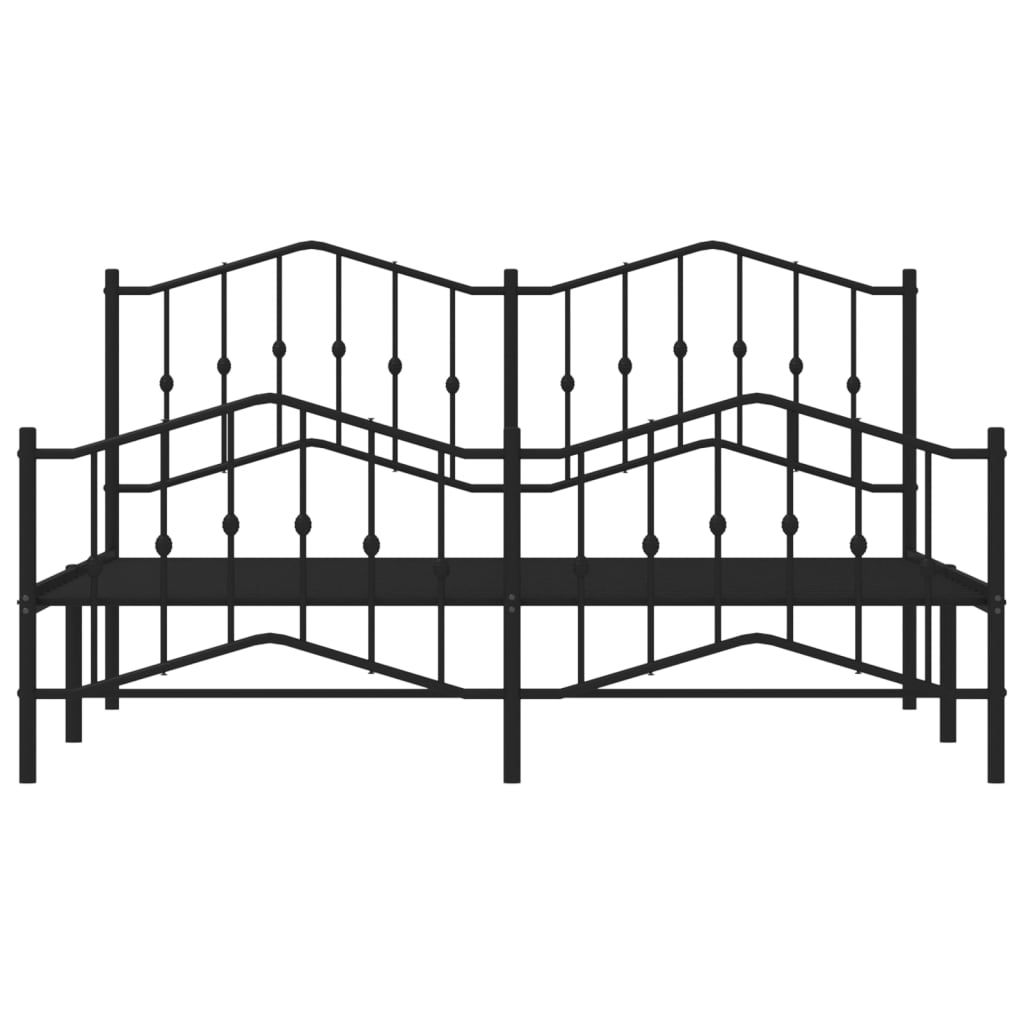 vidaXL Cadre de lit métal sans matelas avec pied de lit noir 183x213cm