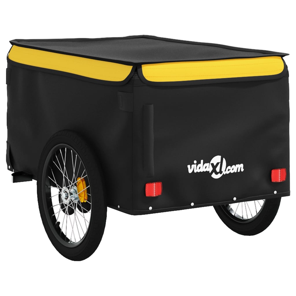 vidaXL Remorque de vélo noir et jaune 45 kg fer