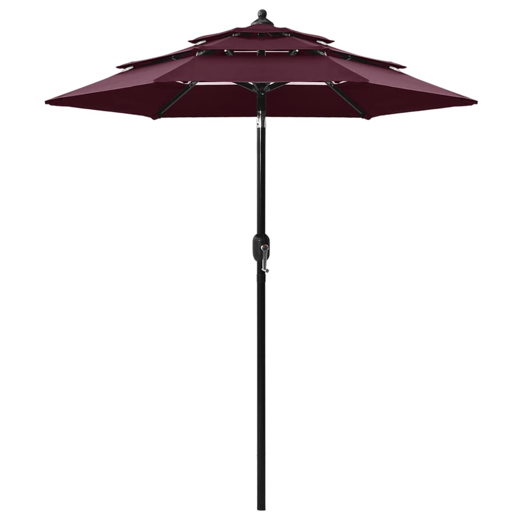 vidaXL Parasol de jardin à 3 niveaux mât en aluminium rouge bordeaux