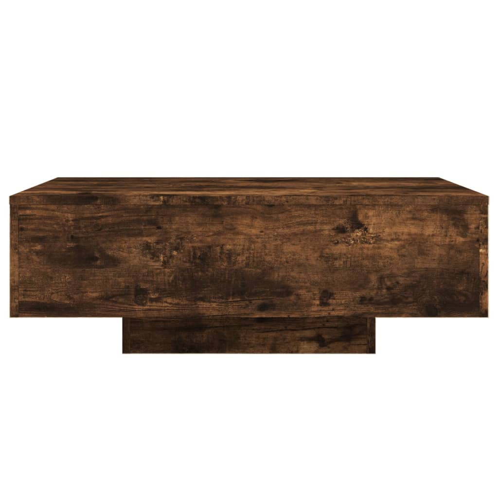 vidaXL Table basse avec lumières LED chêne fumé 85x55x31 cm