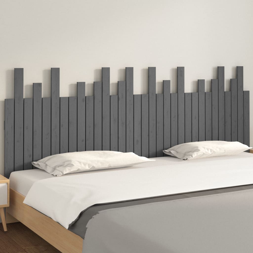 vidaXL Tête de lit murale Gris 204x3x80 cm Bois massif de pin