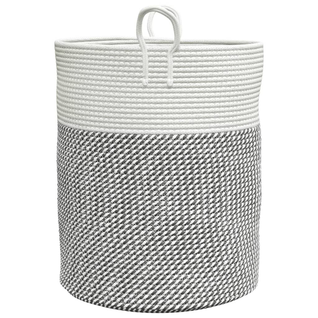 vidaXL Panier de rangement gris et blanc Ø38x46 cm coton