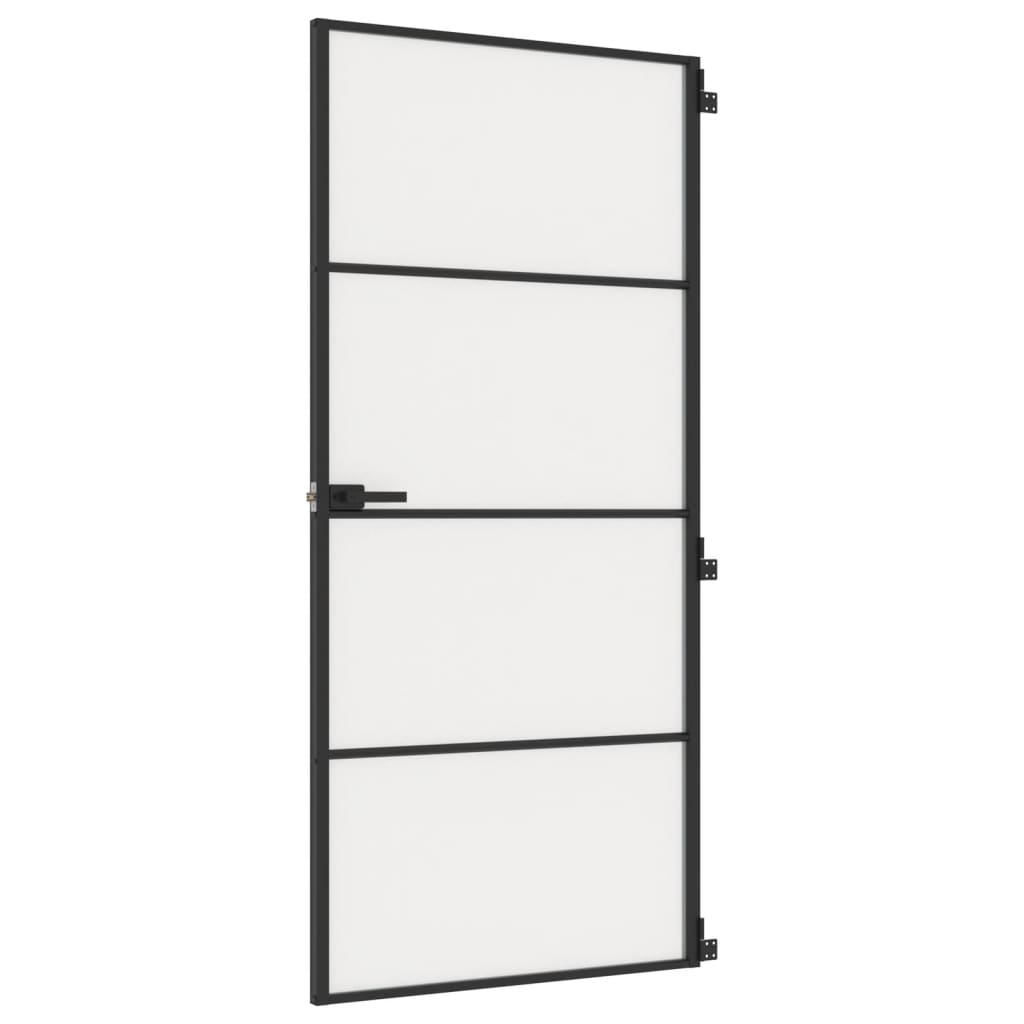 vidaXL Porte intérieure mince noir 93x201,5 cm verre trempé aluminium