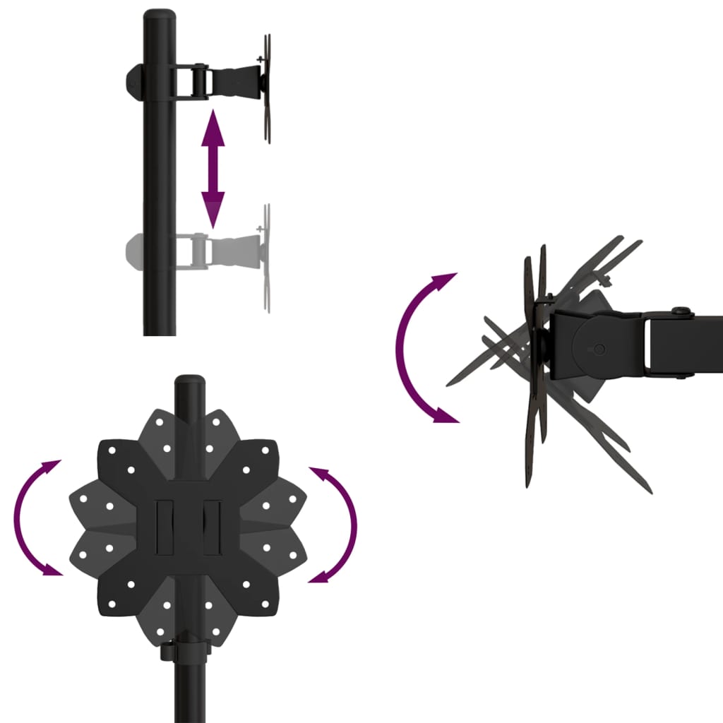 vidaXL Support de moniteur double noir acier VESA 75/100 mm