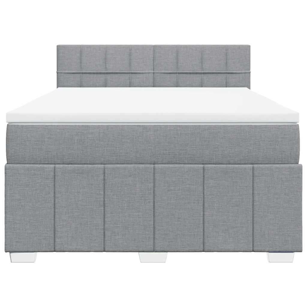 vidaXL Sommier à lattes de lit avec matelas Gris clair 140x200cm Tissu