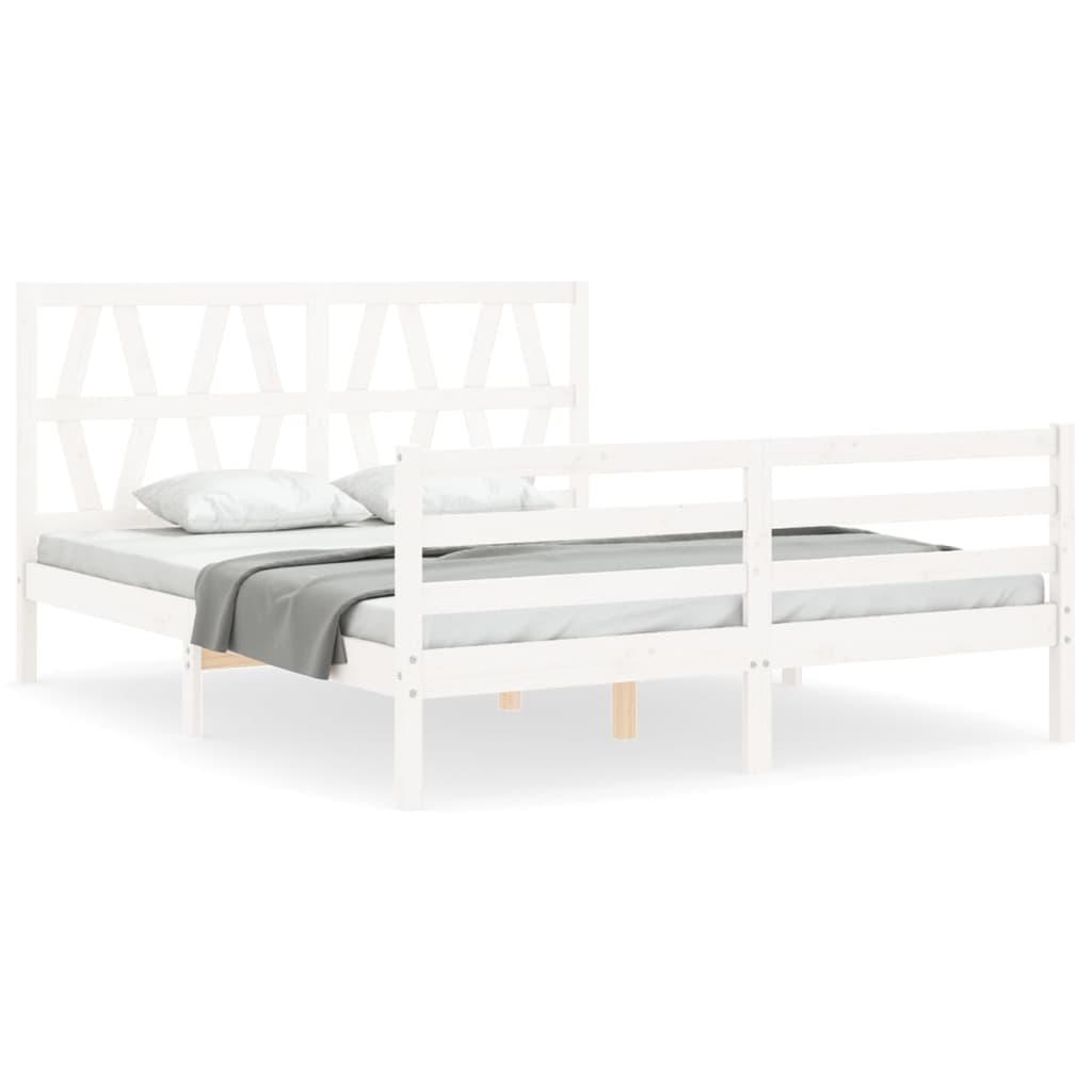 vidaXL Cadre de lit sans matelas blanc bois de pin massif