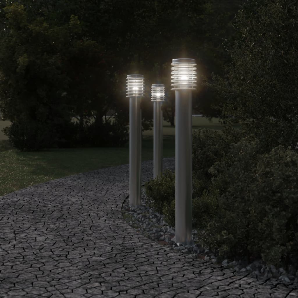 vidaXL Lampadaire d'extérieur et sortie argenté 110cm acier inoxydable