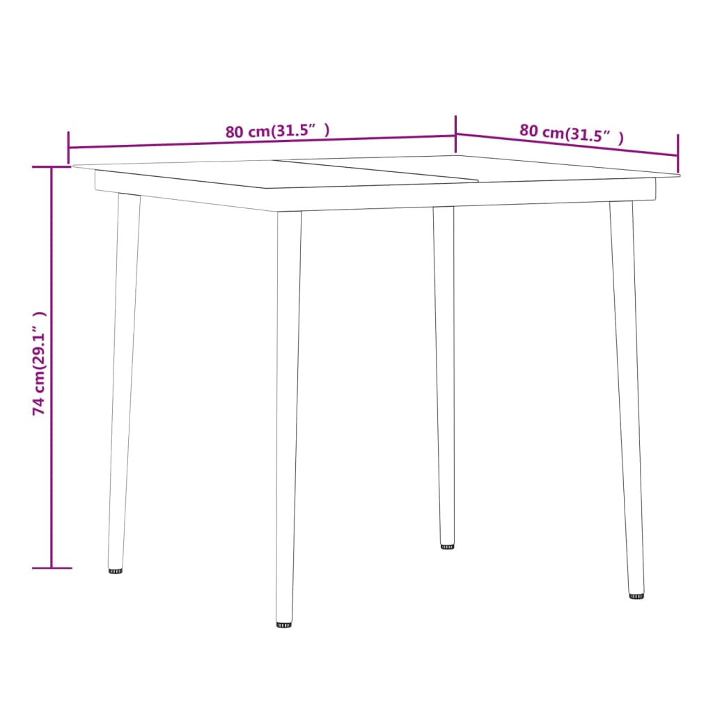 vidaXL Ensemble à manger de jardin 5 pcs Noir