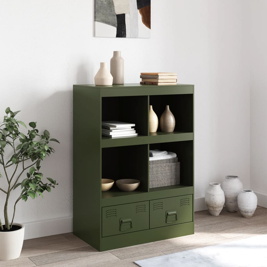 vidaXL Buffet vert olive 67x39x95 cm acier