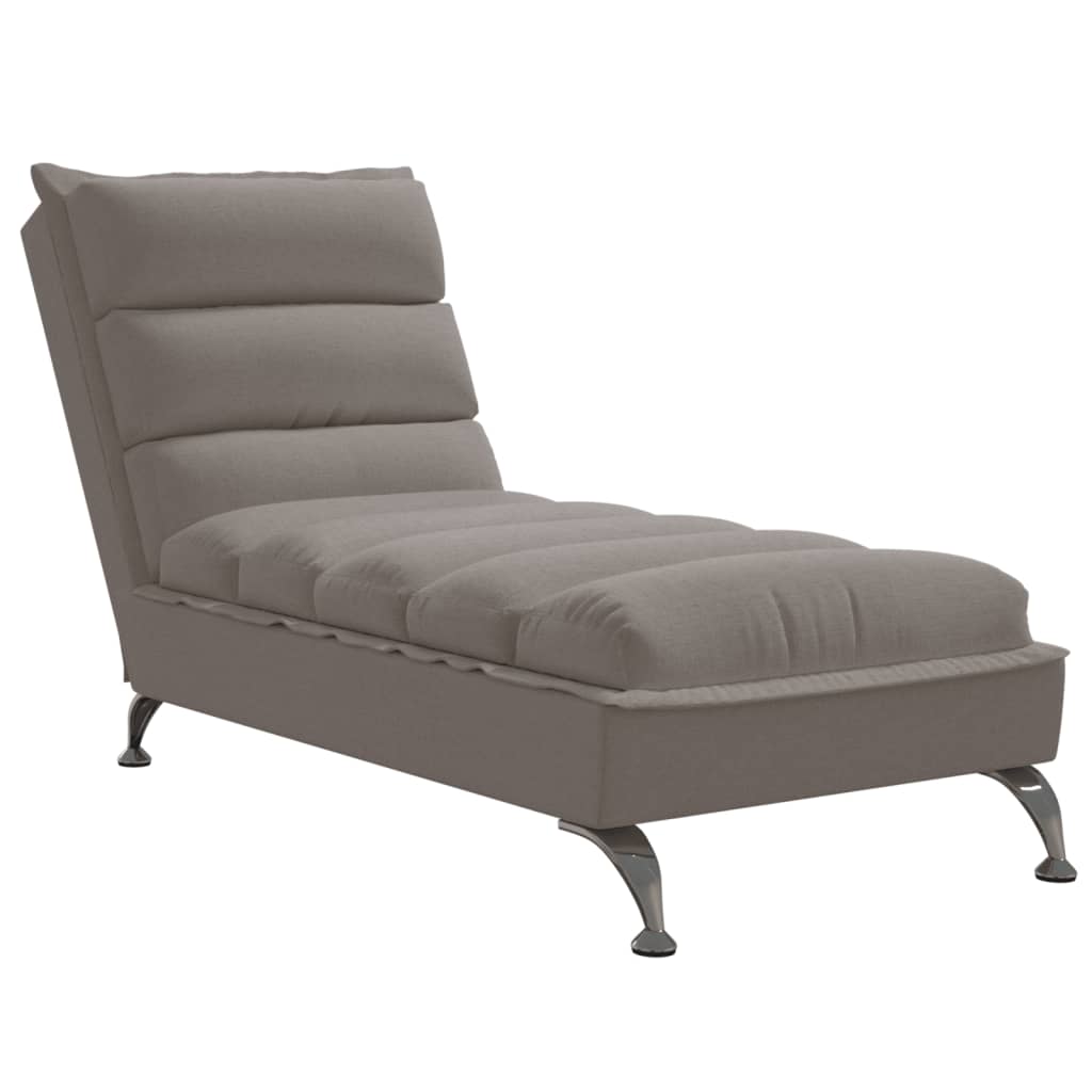 vidaXL Chaise longue avec coussins taupe tissu