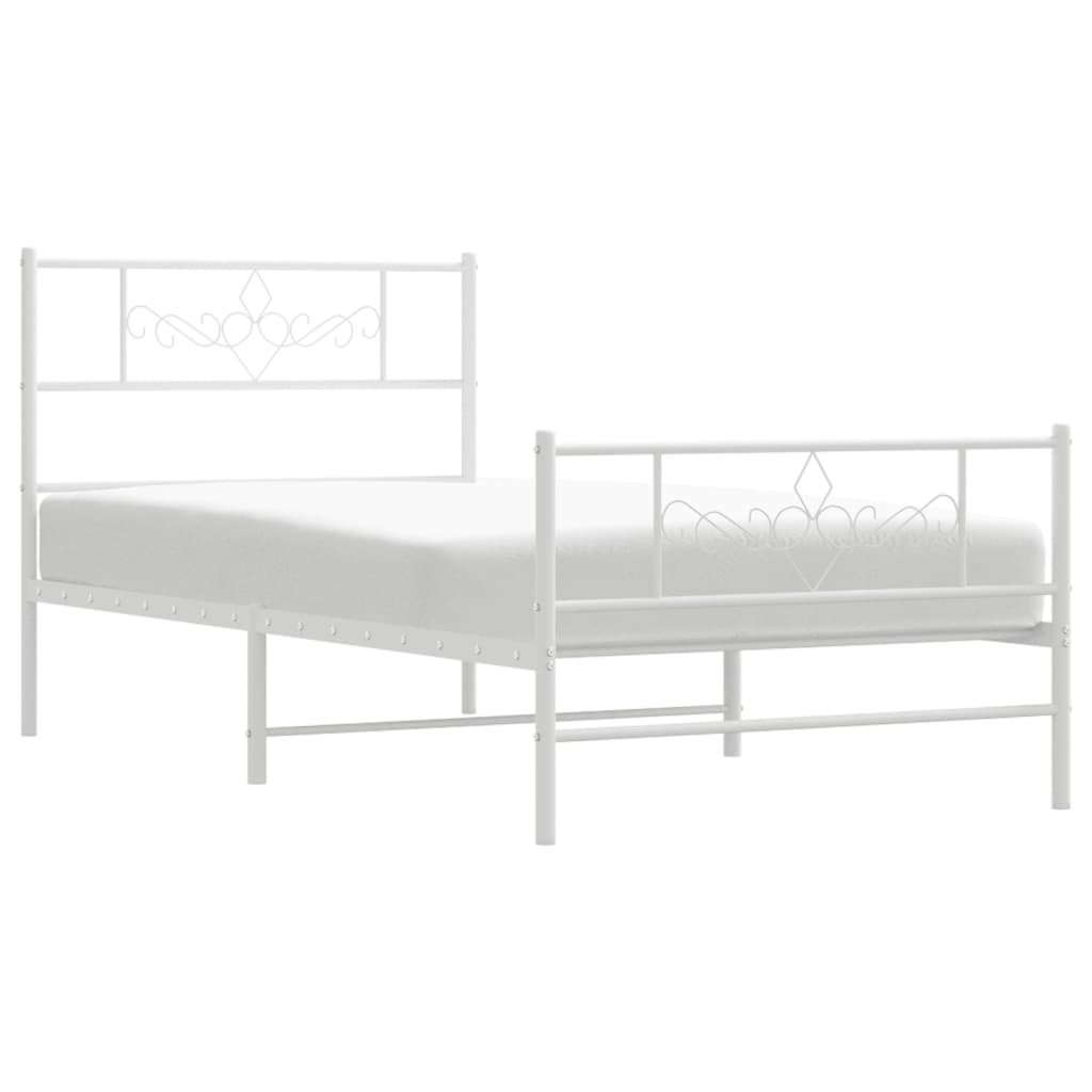 vidaXL Cadre de lit métal sans matelas avec pied de lit blanc 75x190cm