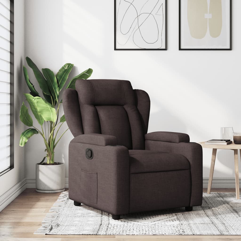 vidaXL Fauteuil inclinable Marron foncé Tissu