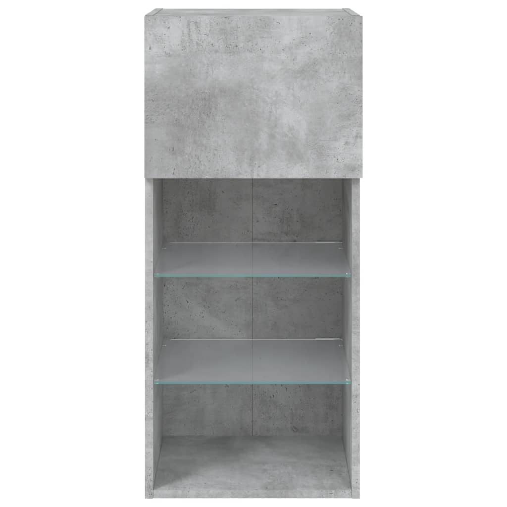 vidaXL Meubles TV avec lumières LED 2 pcs gris béton 40,5x30x90 cm