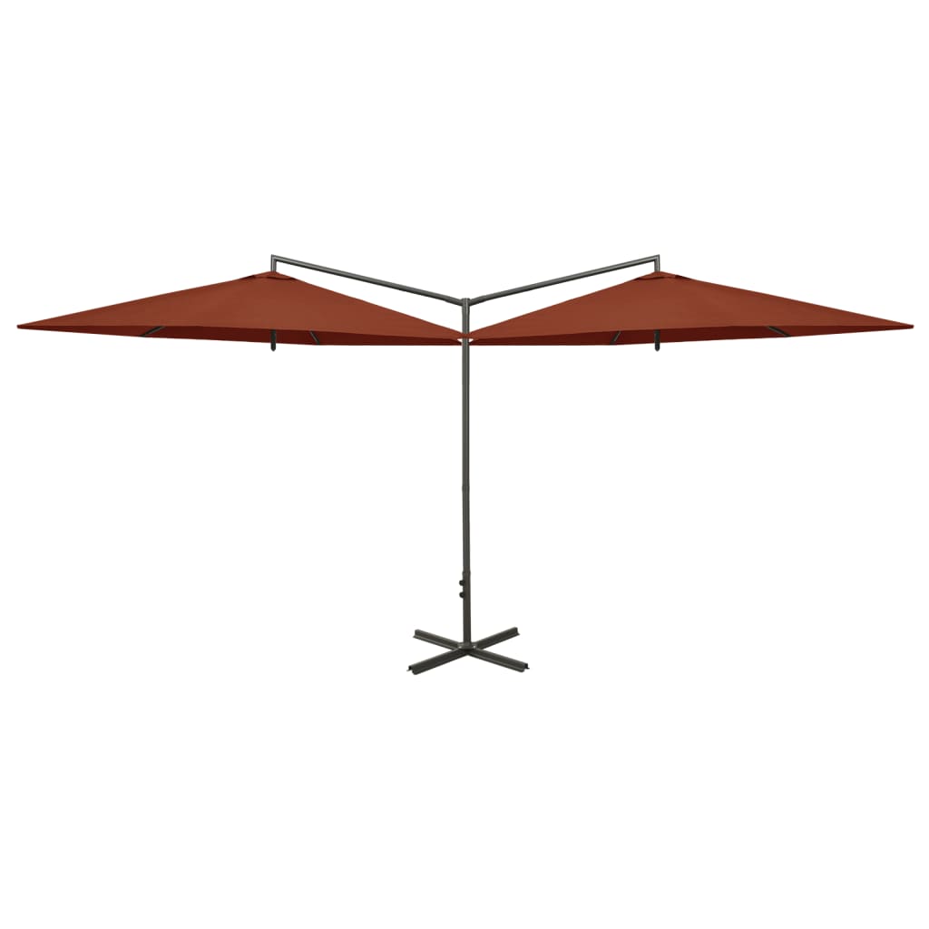 vidaXL Parasol de jardin double avec mât en acier terre cuite 600 cm