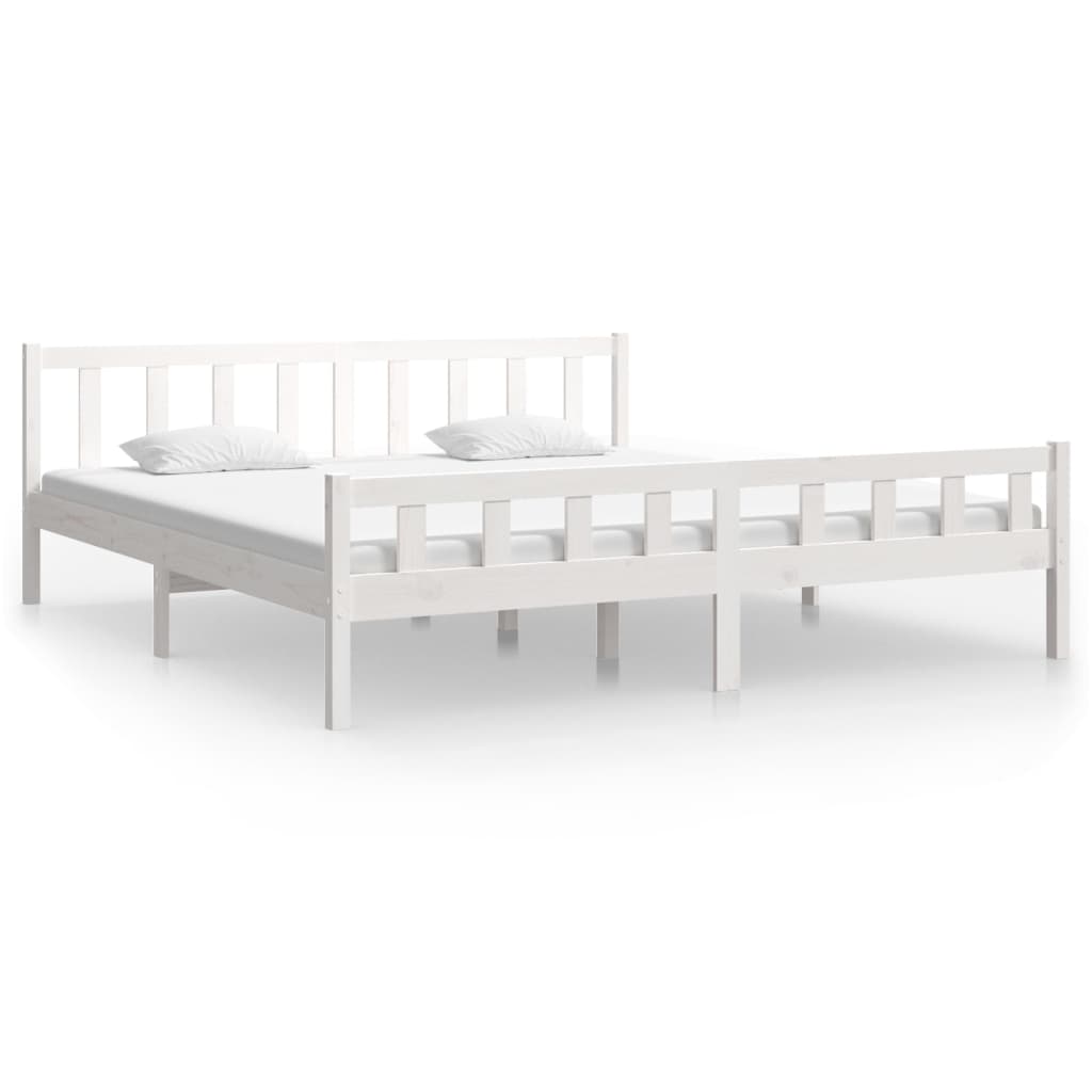 vidaXL Cadre de lit Blanc Bois massif 180x200 cm Super King