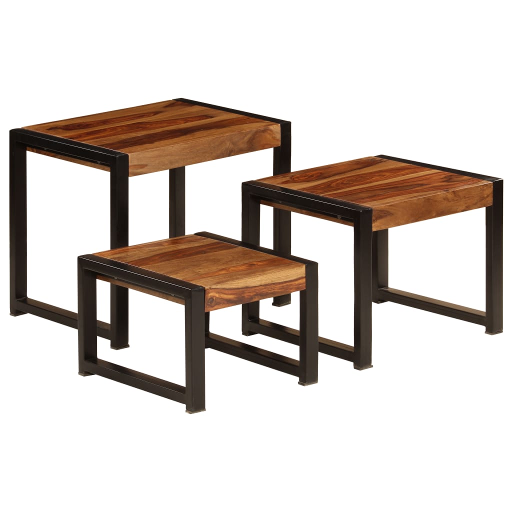 vidaXL Tables gigognes 3 pcs Bois solide de Sesham