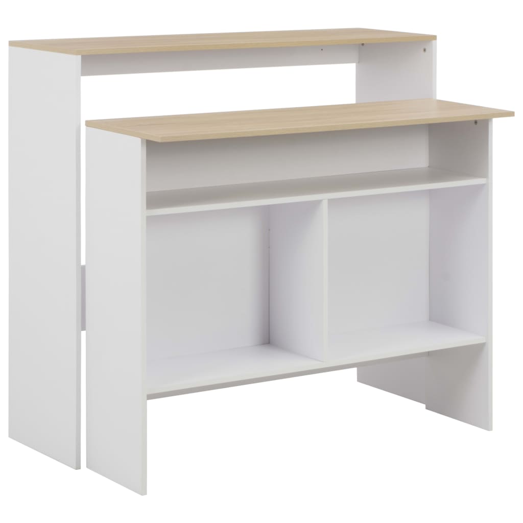 vidaXL Table de bar avec 2 dessus de table Blanc et chêne 130x40x120cm