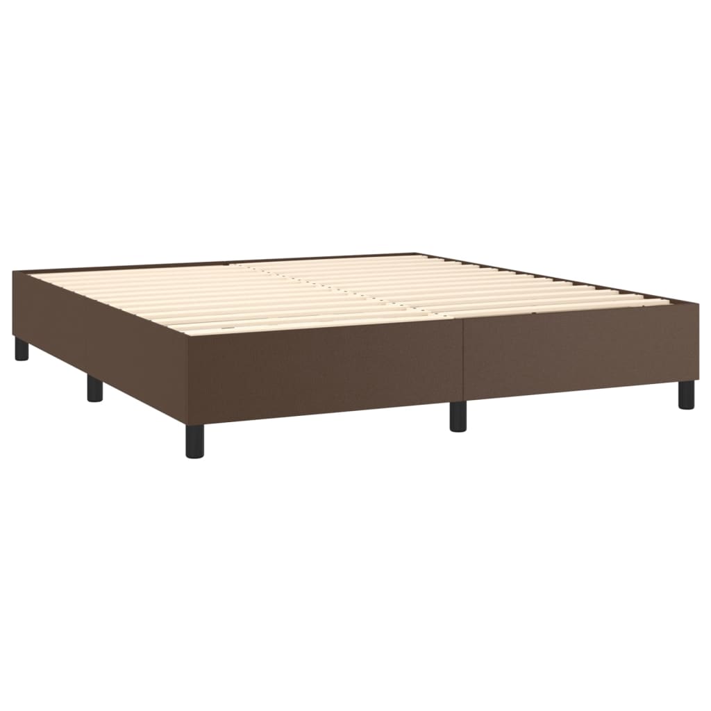 vidaXL Sommier à lattes de lit matelas LED Marron 160x200cm Similicuir