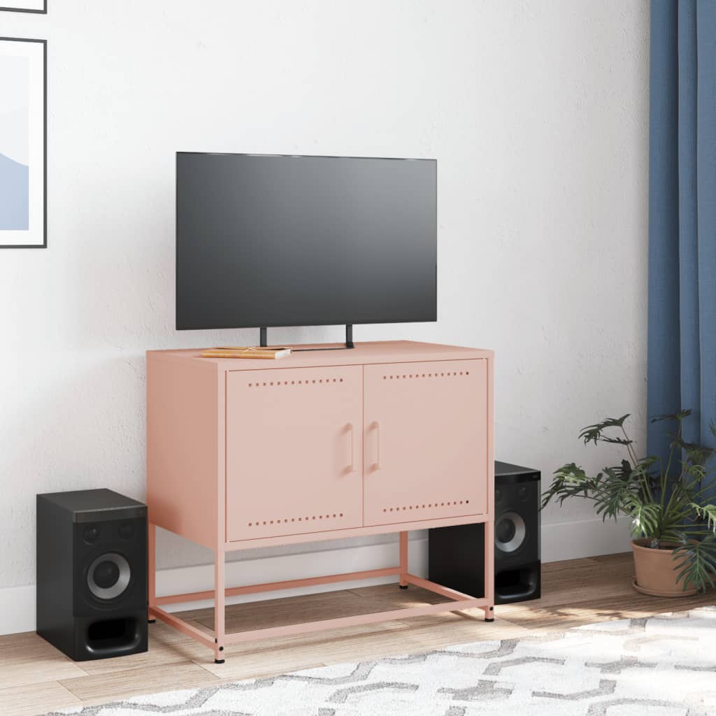 vidaXL Meuble TV rose 68,5x39x60,5 cm acier