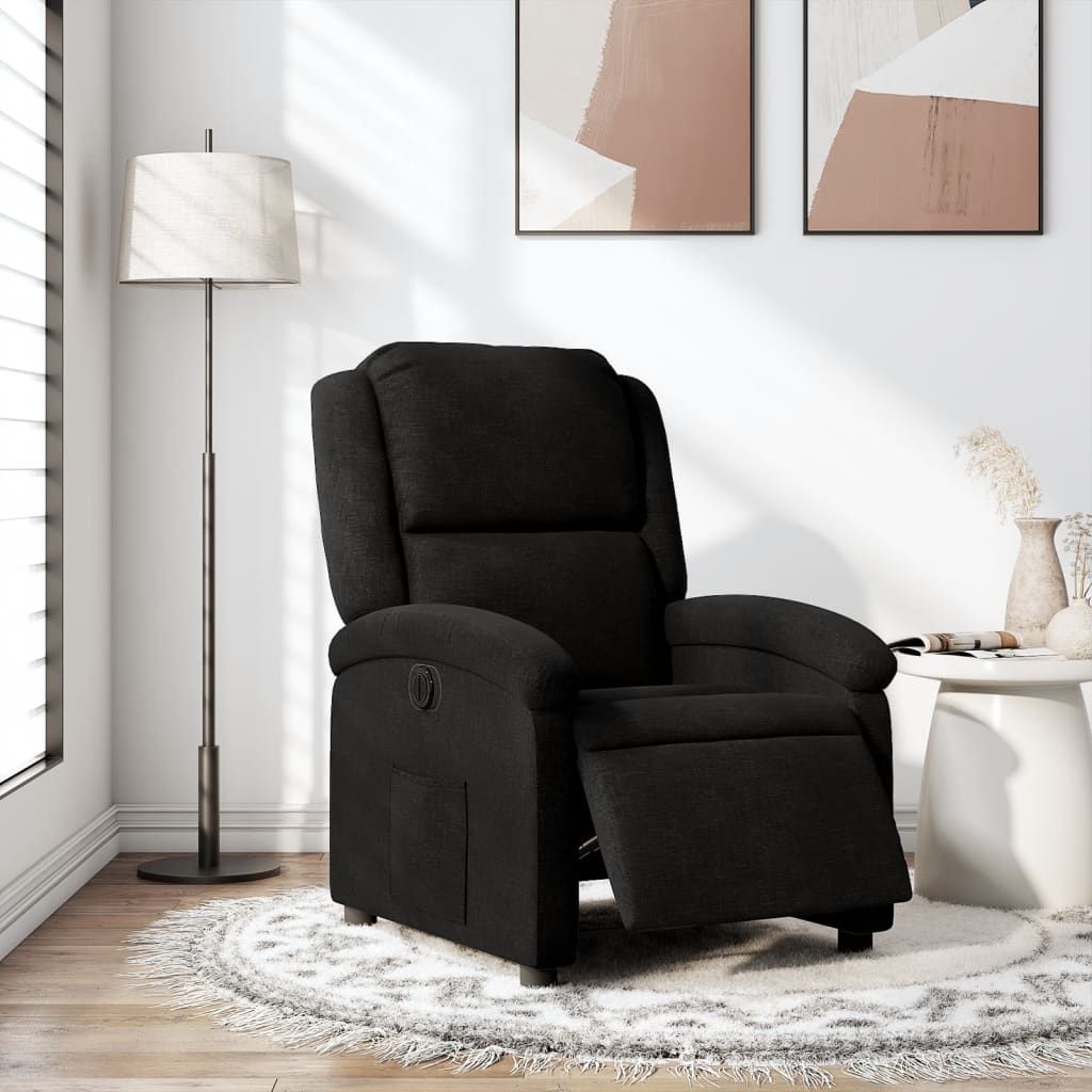 vidaXL Fauteuil inclinable électrique Noir Tissu