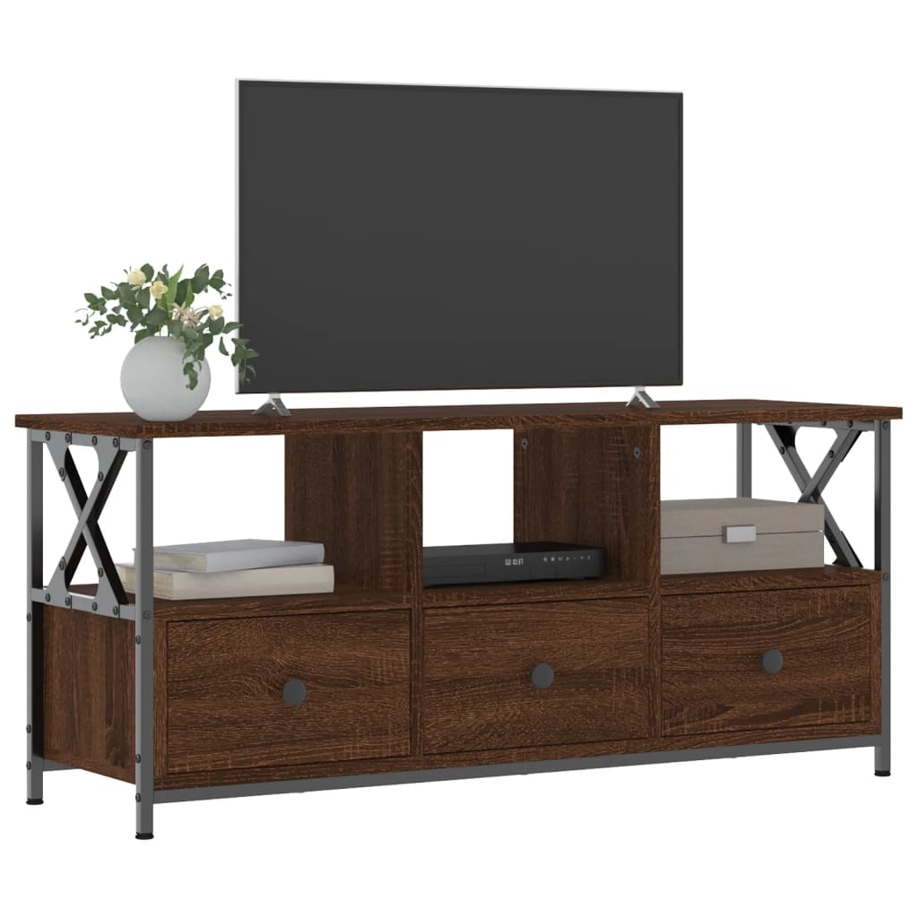 vidaXL Meuble TV chêne marron 102x33x45 cm bois d'ingénierie et fer