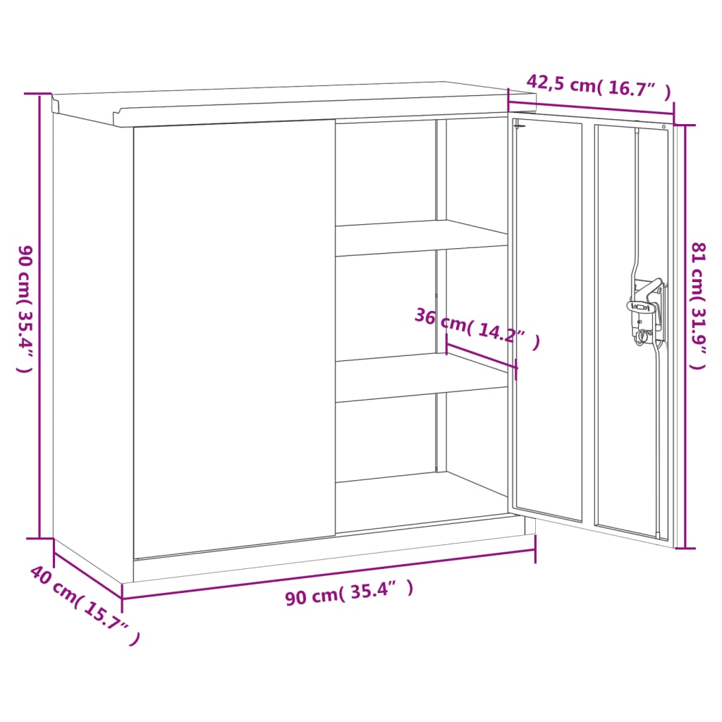 vidaXL Classeur noir 90x40x90 cm acier