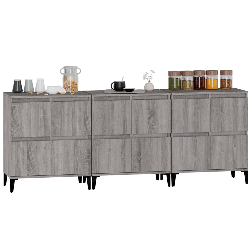 vidaXL Buffets 3 pcs sonoma gris 60x35x70 cm bois d'ingénierie