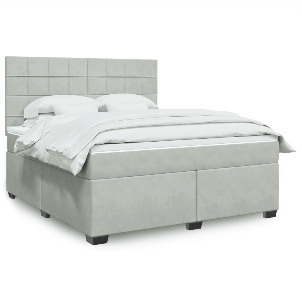 vidaXL Sommier à lattes de lit et matelas Gris clair 180x200cm Velours