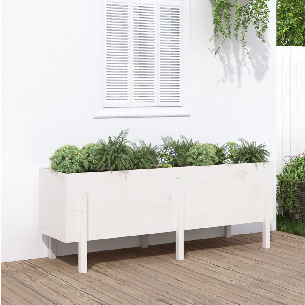 vidaXL Lit surélevé de jardin blanc 160x50x57 cm bois de pin massif