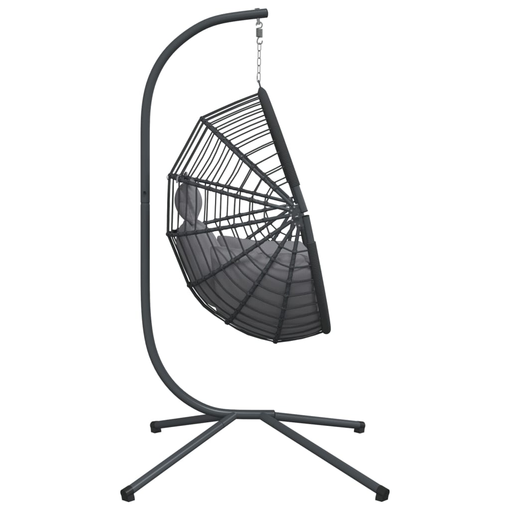 vidaXL Chaise suspendue en forme d'œuf et support gris rotin et acier