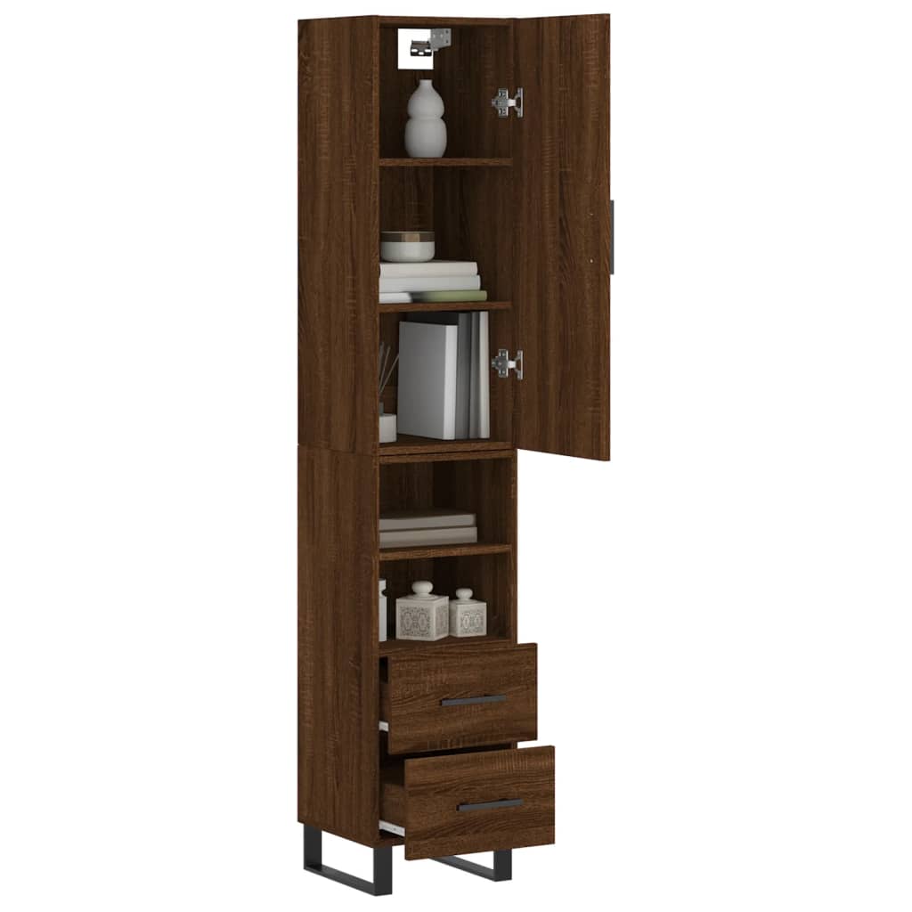 vidaXL Buffet haut Chêne marron 34,5x34x180 cm Bois d'ingénierie