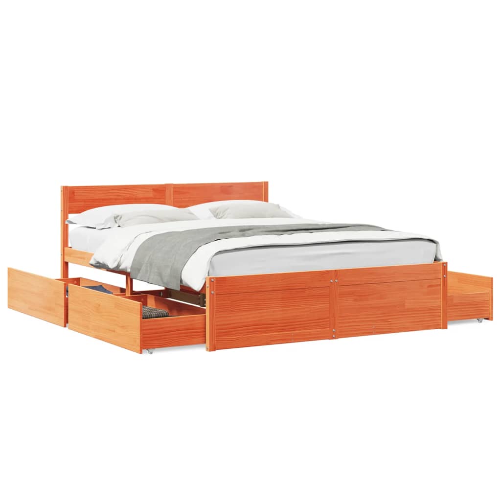 vidaXL Cadre de lit sans matelas cire marron 150x200cm bois pin massif