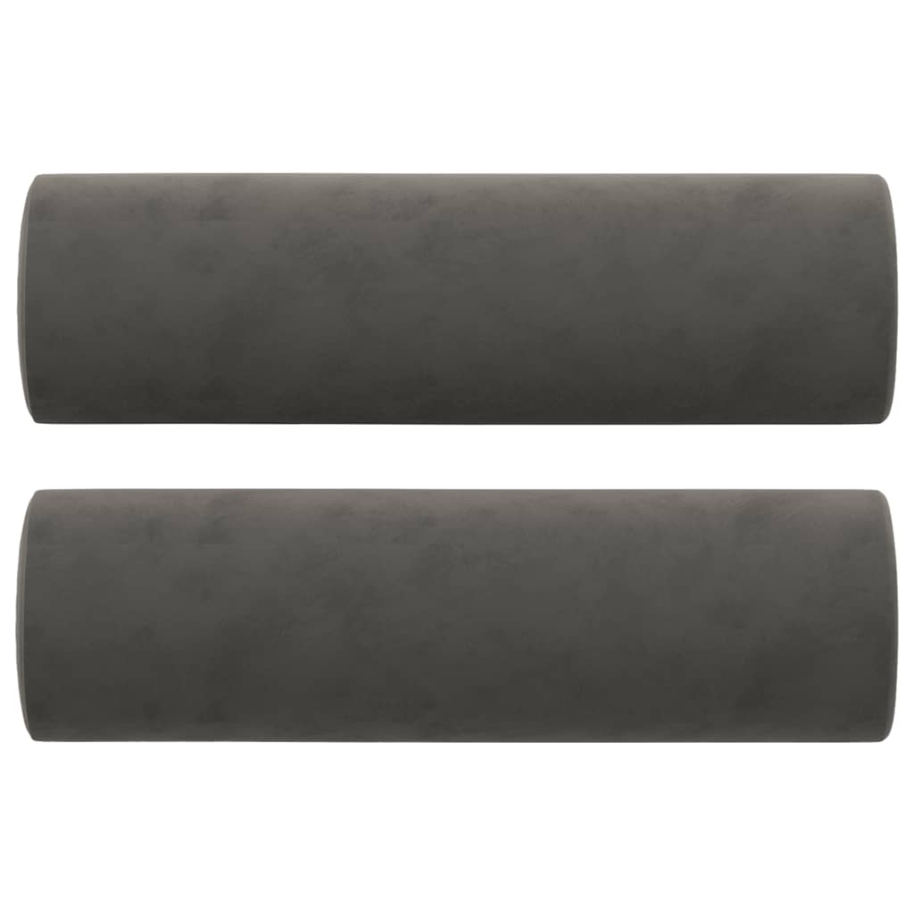 vidaXL Canapé 3 places oreillers et coussins Gris foncé 180 cm Velours