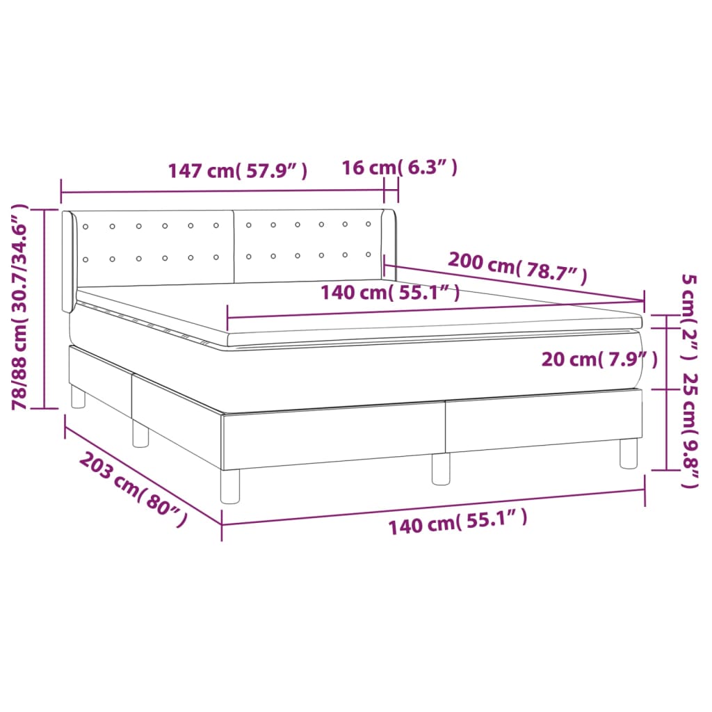 vidaXL Sommier à lattes de lit avec matelas Blanc 140x200cm Similicuir