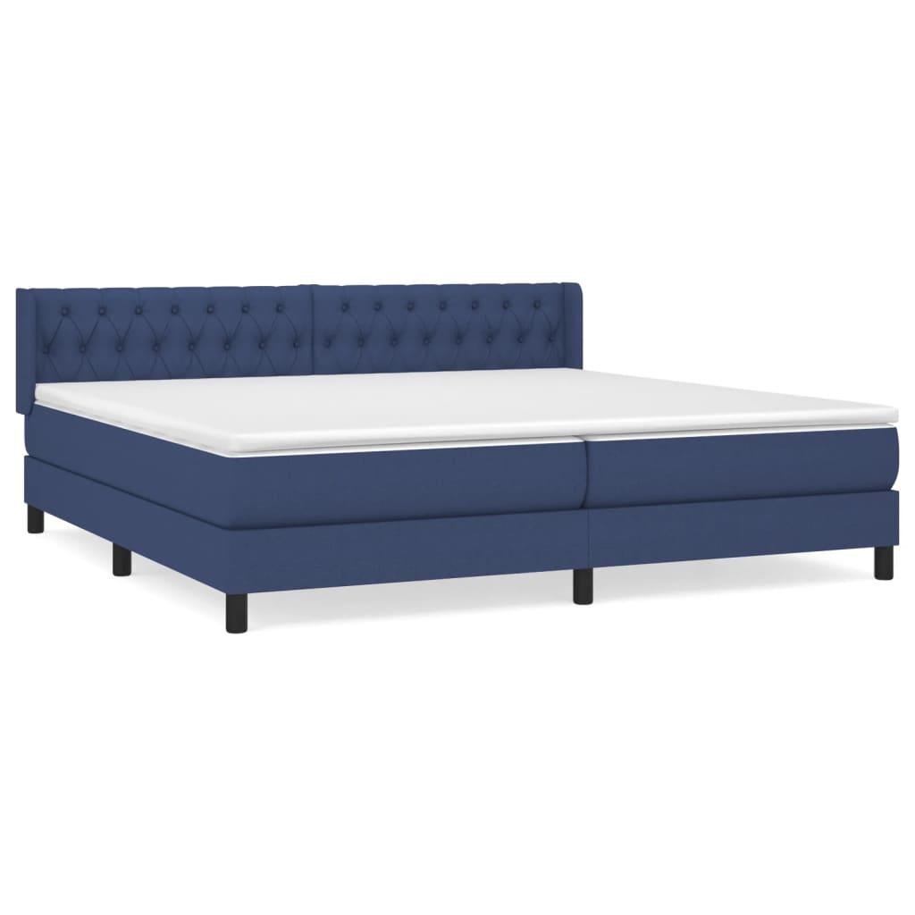 vidaXL Sommier à lattes de lit avec matelas Bleu 200x200 cm Tissu