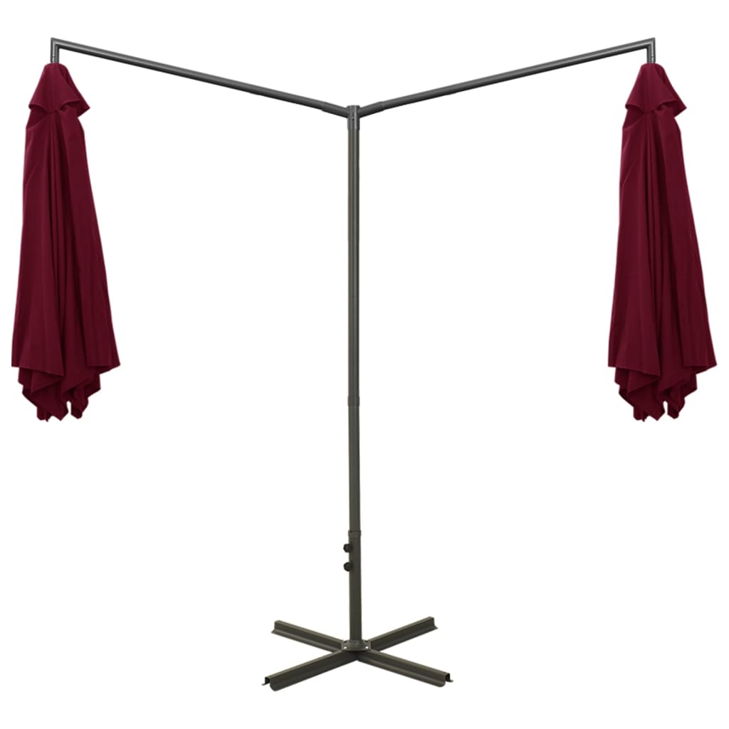 vidaXL Parasol de jardin double et mât en acier Rouge bordeaux 600 cm