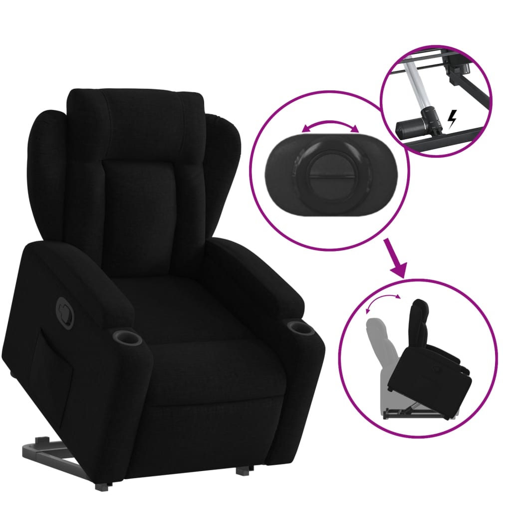 vidaXL Fauteuil inclinable noir tissu