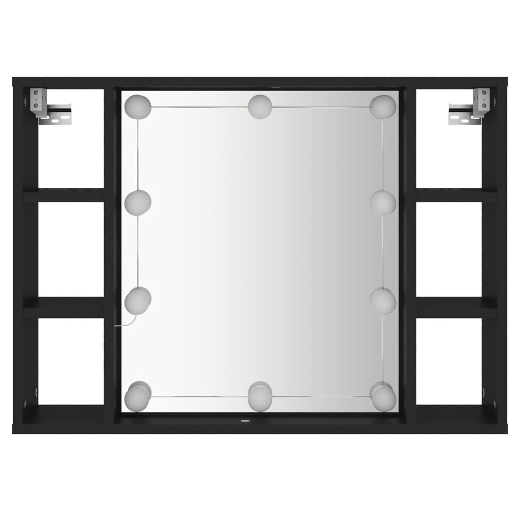 vidaXL Armoire à miroir avec LED noir 76x15x55 cm